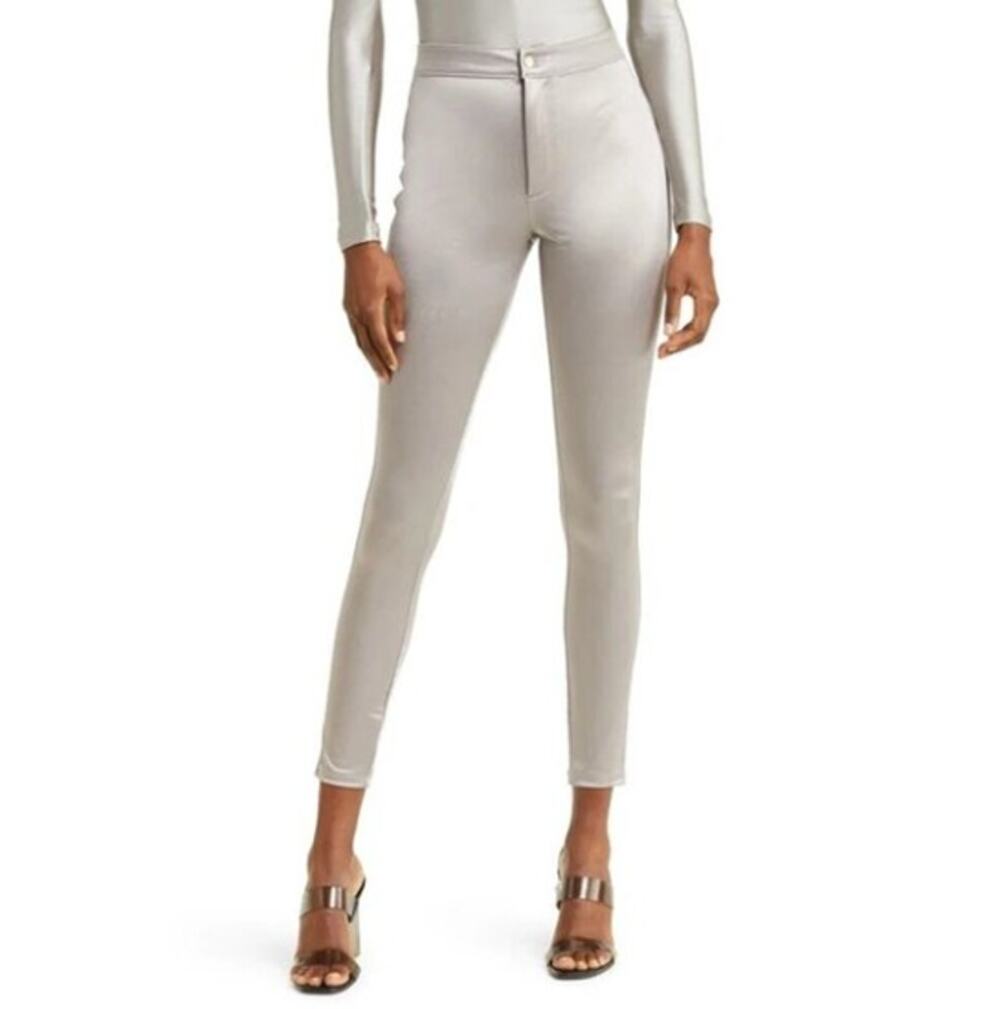 SKIMS Disco High Rise Skinny Pants Silver Shimmer Sz 2X NWT $98 {B20}